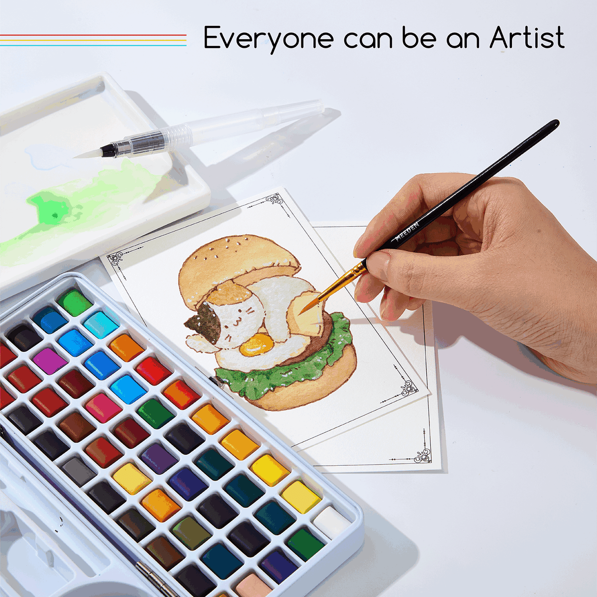 MEEDEN 50-Color Portable Watercolor Paint Set