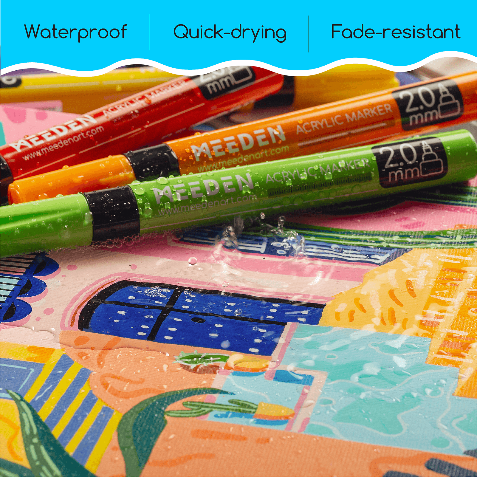 MEEDEN Acrylic Markers Set - 30 Colors, Paint Pens with Reversible Medium & Fine