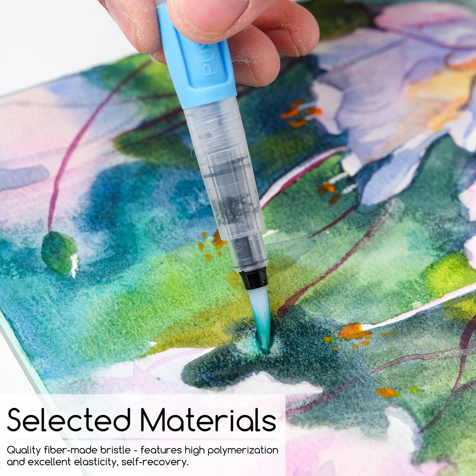 MEEDEN Water Brush Pens Set, 3 Pieces Refillable Water Color Brush Pen Set