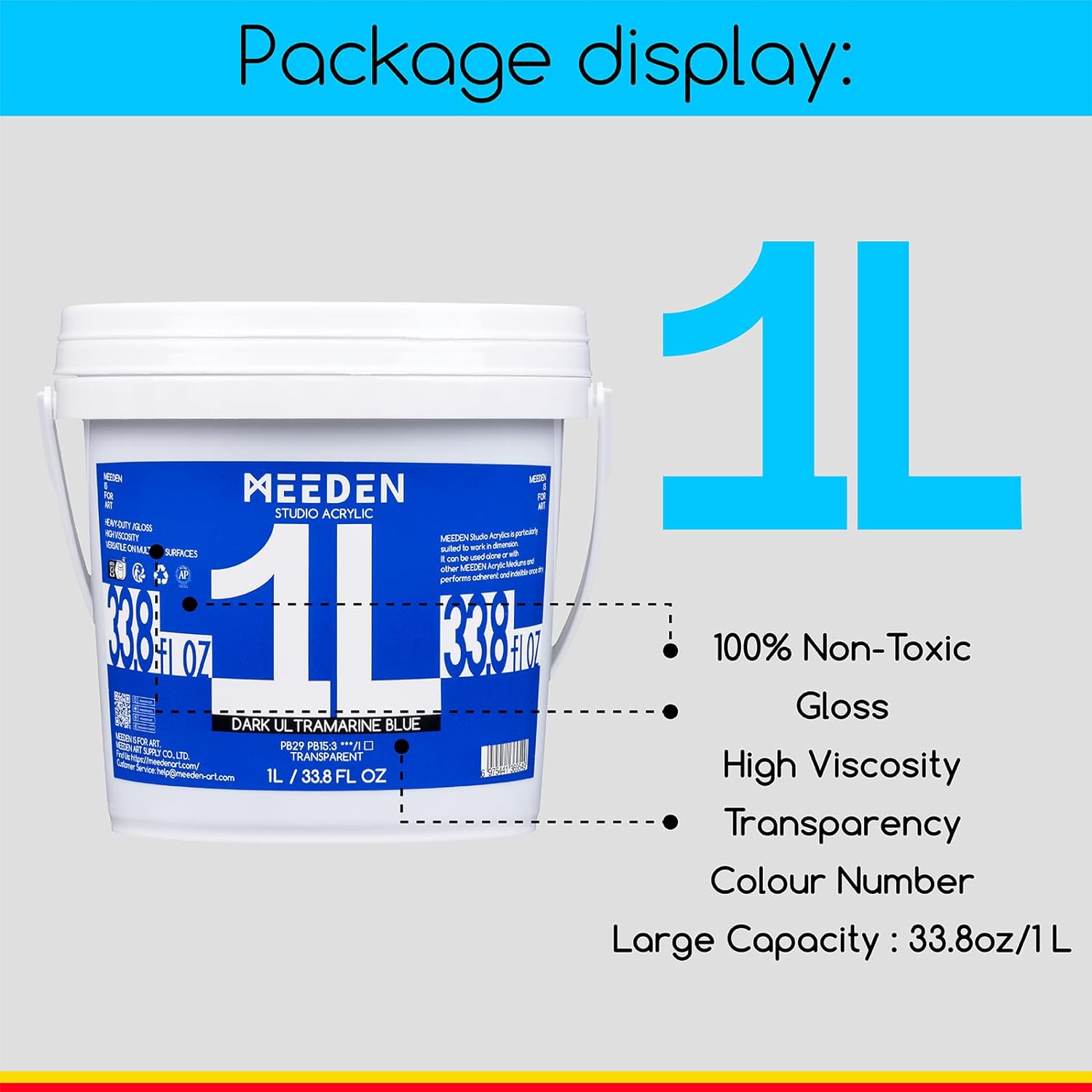 MEEDEN Studio Acrylic Paint, 24 Available, 1 L / 33.8 oz Colors