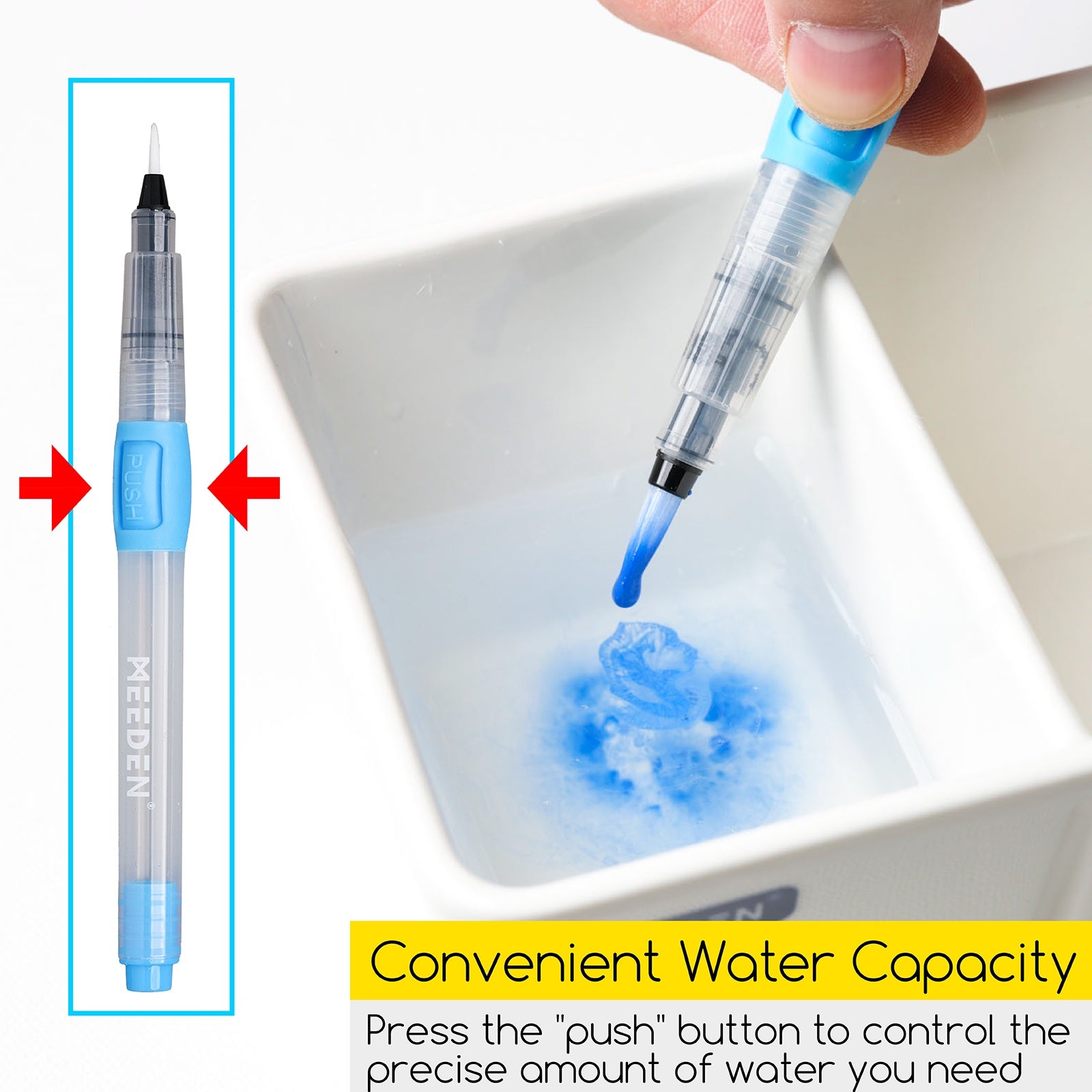MEEDEN Water Brush Pens Set, 3 Pieces Refillable Water Color Brush Pen Set