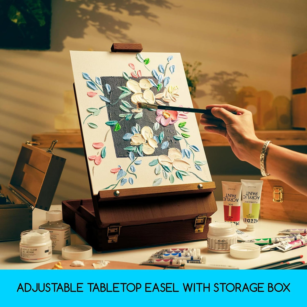 MEEDEN Tabletop Art Sketchbox Easel-AFB-6060-QHT-HBX-3