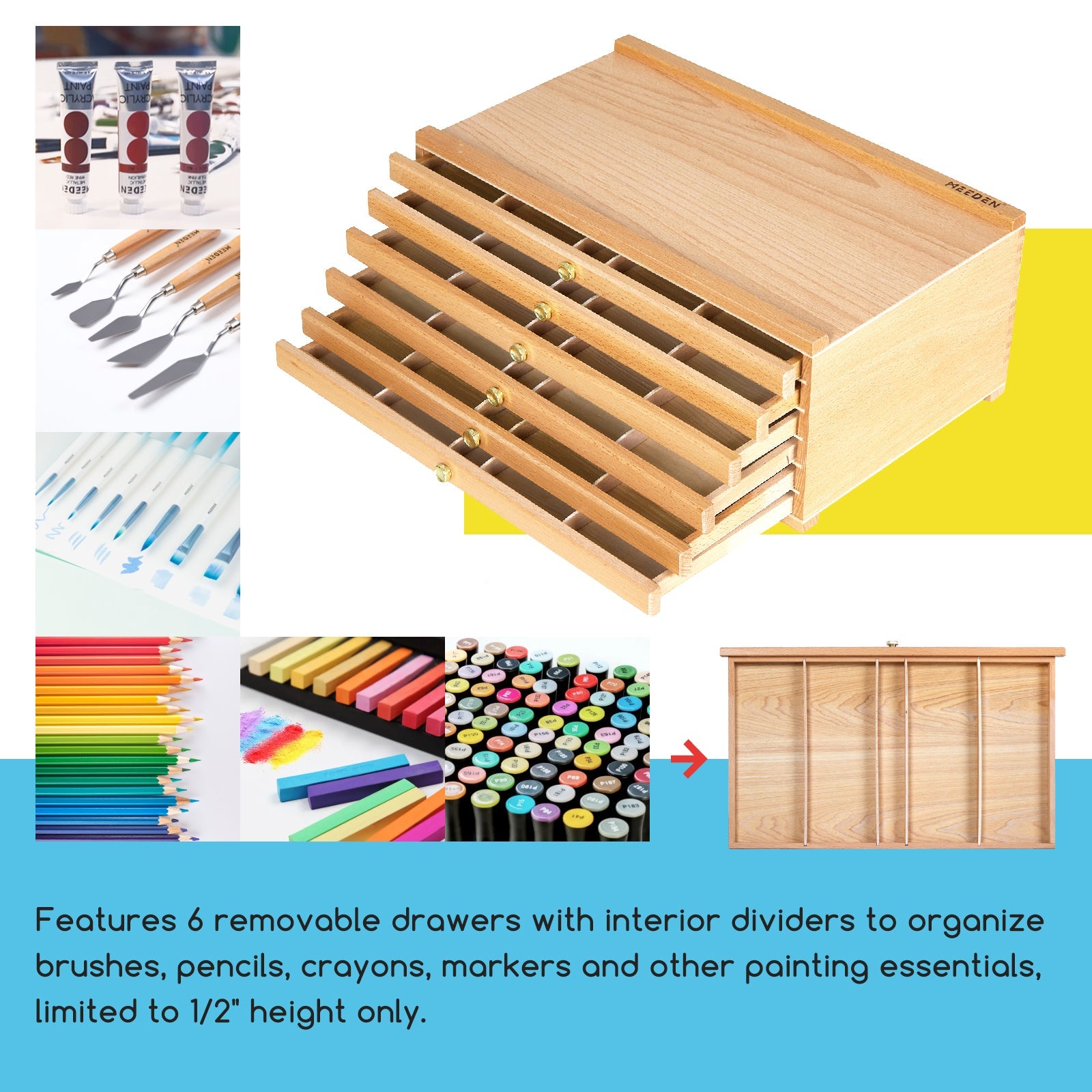 MEEDEN 6-Drawer Artist Supply Storage Box