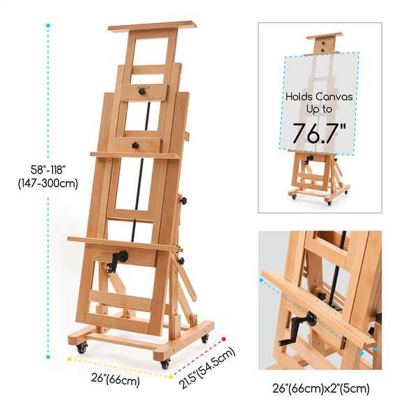 MEEDEN Deluxe Studio Large Rocker Crank Heavy Duty Artist Easel-DHJ-12