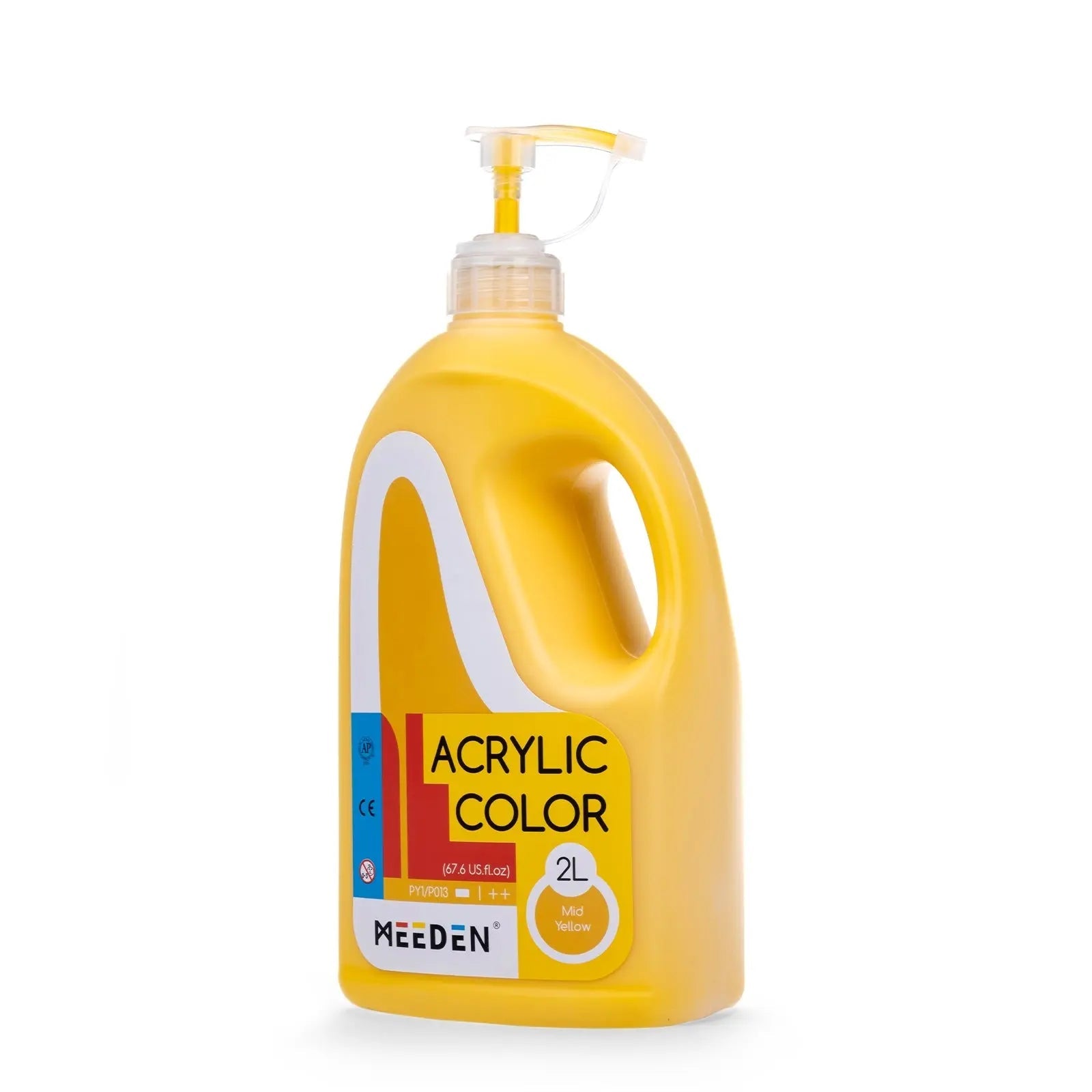 MEEDEN Mid Yellow Acrylic Paint with Pump Lid, 1/2 Gallon / 2L / 67.6 oz MEEDEN