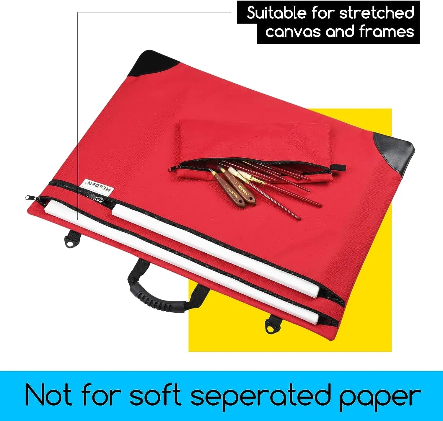 MEEDEN Studio Art Portfolio Case Water-proof with Double compartments 600D, Red, 24" X 31" MEEDEN