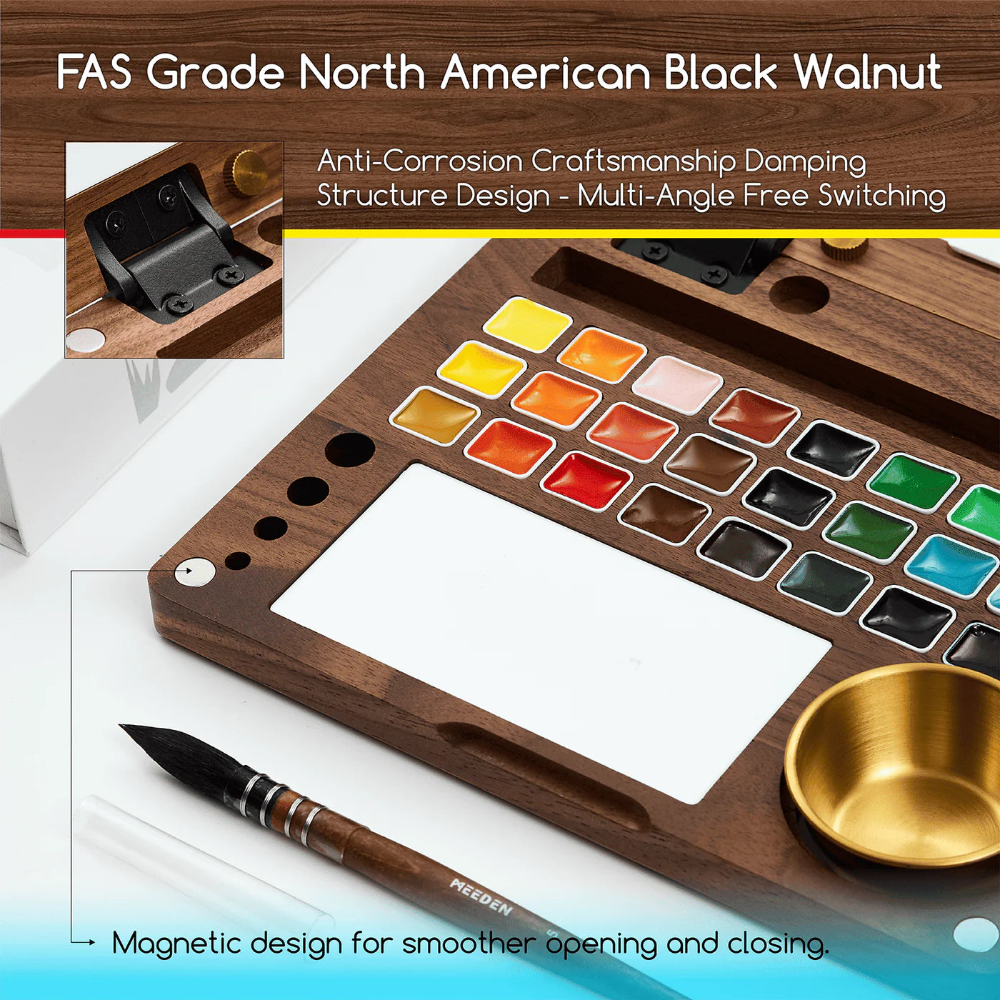 Watercolor Paint Set 50 Colors with Metallic in Portable Box Pro