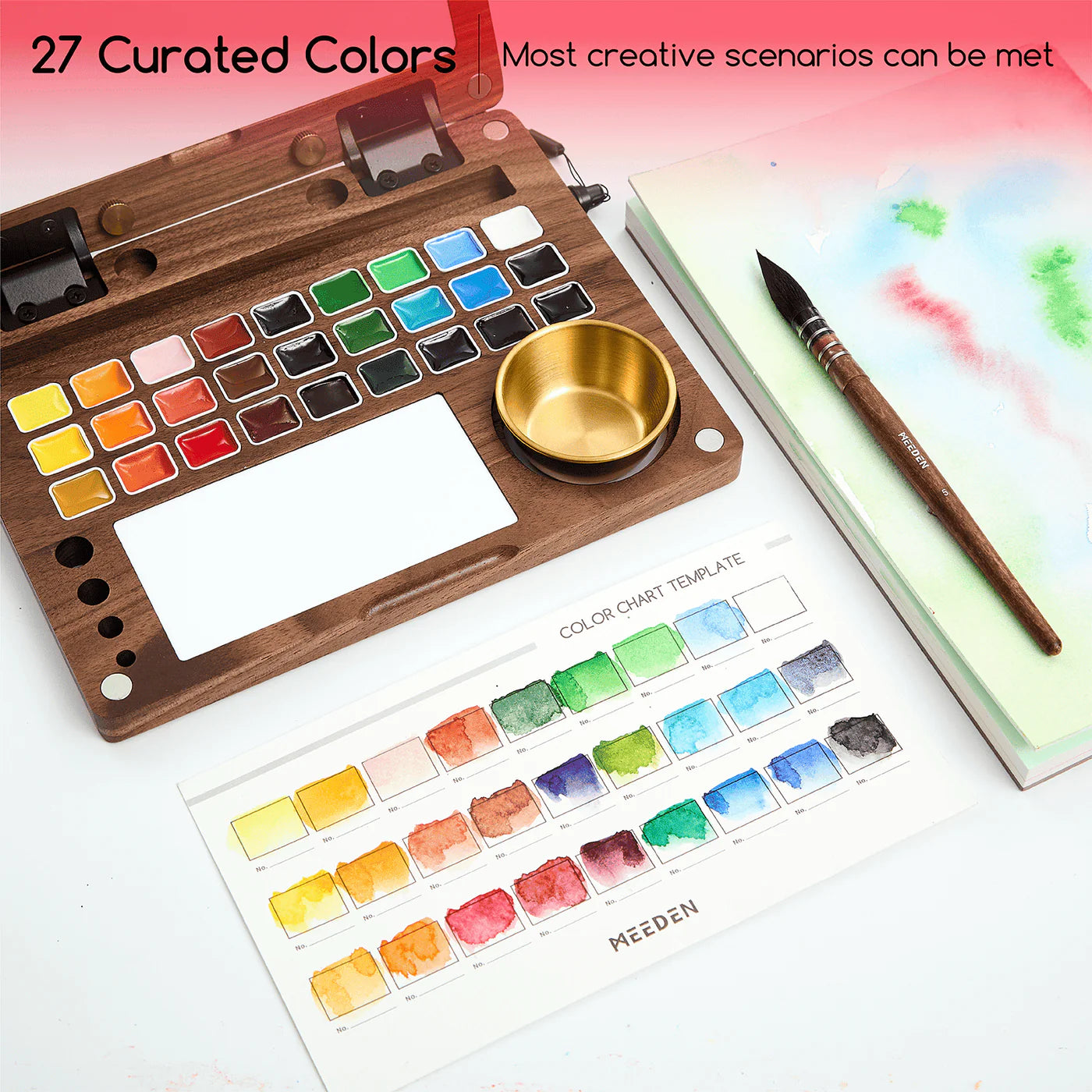 Watercolor Paint Set 50 Colors with Metallic in Portable Box Pro