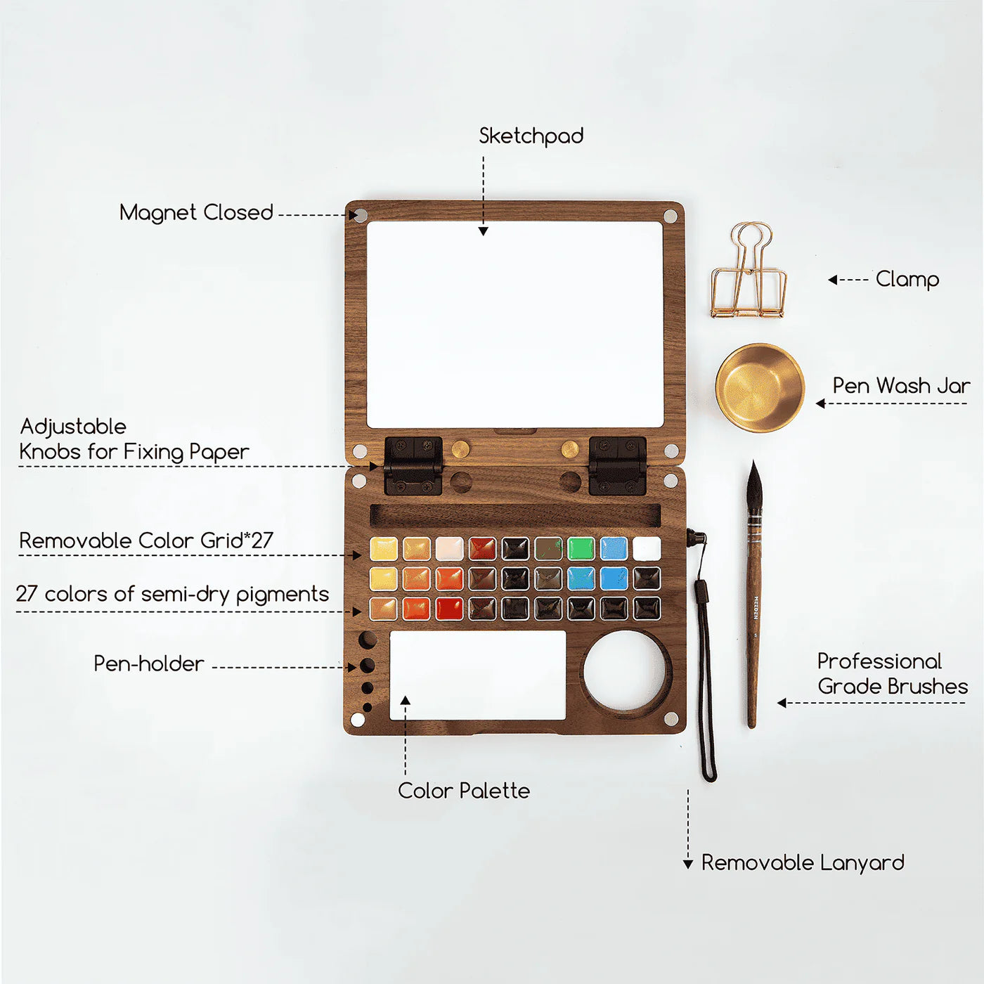 Watercolor Paint Set 50 Colors with Metallic in Portable Box Pro