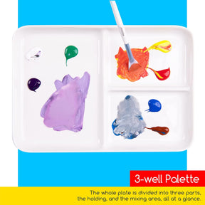 MEEDEN 3-Well Ceramic Palette, 10'' × 7''