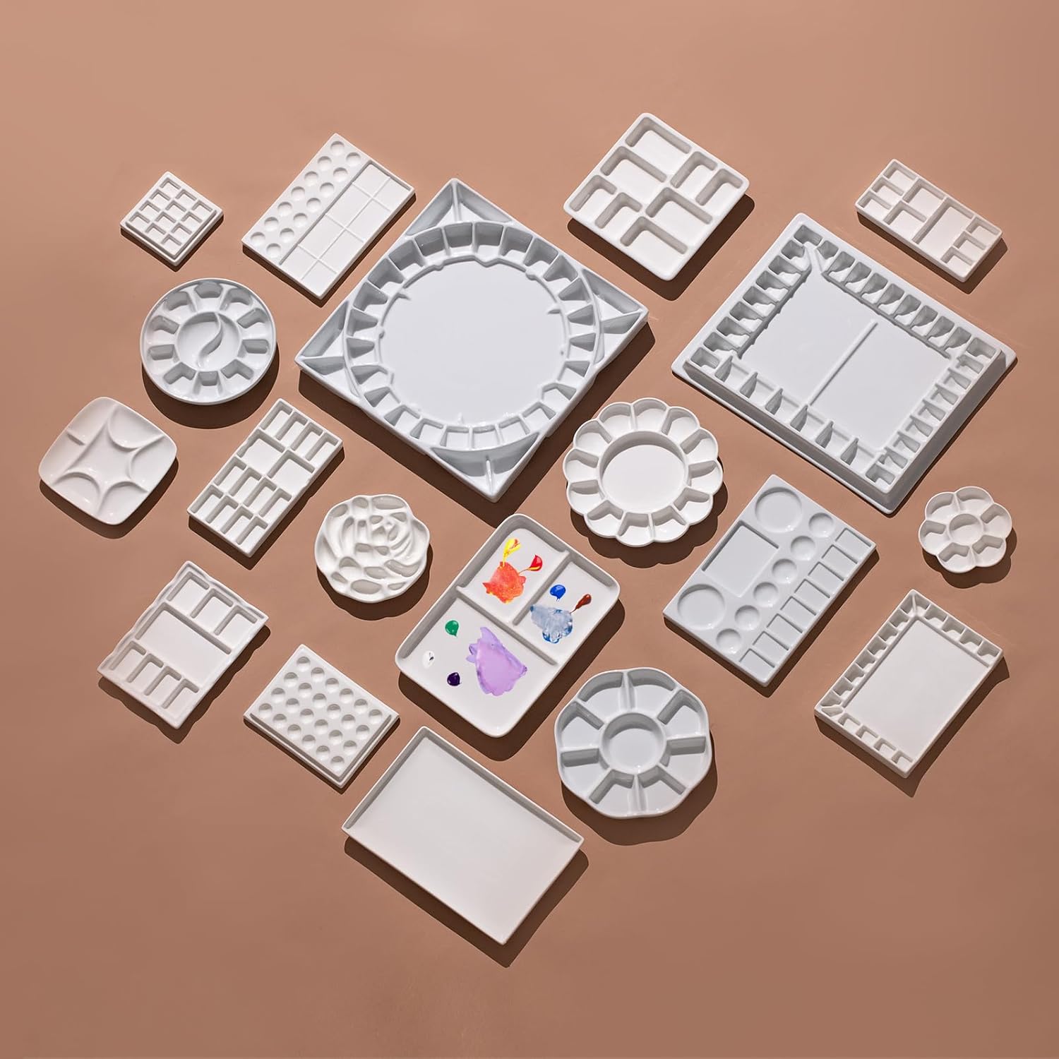 MEEDEN 3-Well Ceramic Palette, 10'' × 7''