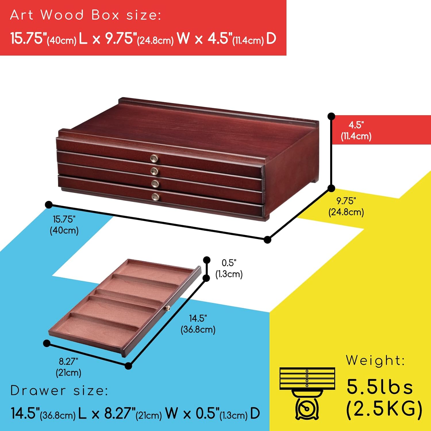 MEEDEN 4-Drawer Wood Artist Supply Storage Box