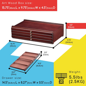 MEEDEN 4-Drawer Wood Artist Supply Storage Box
