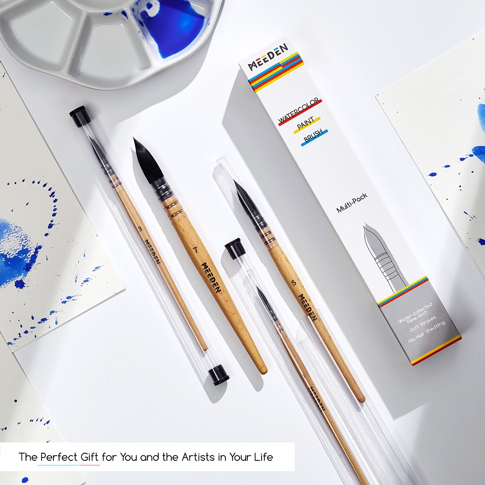 MEEDEN Solid Watercolor and Professional Brushes Set