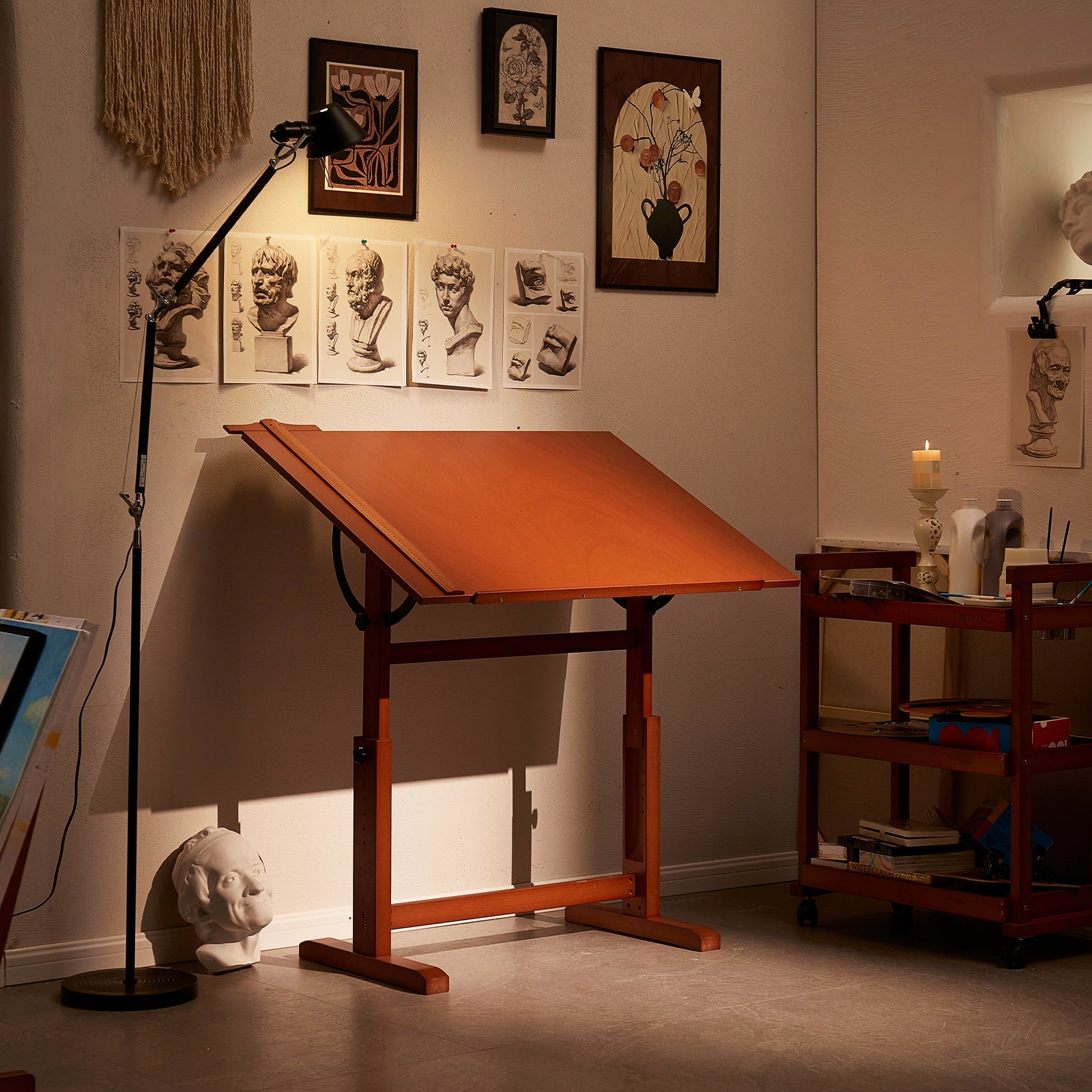 MEEDEN Extra Large Wood Drafting Table, Light Walnut-XSZ-4-M