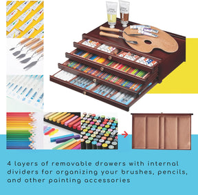 MEEDEN 4-Drawer Wood Artist Supply Storage Box