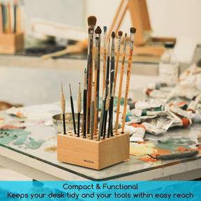 MEEDEN Beechwood Pencil and Brush Holder: 36 Holes-Set of 2