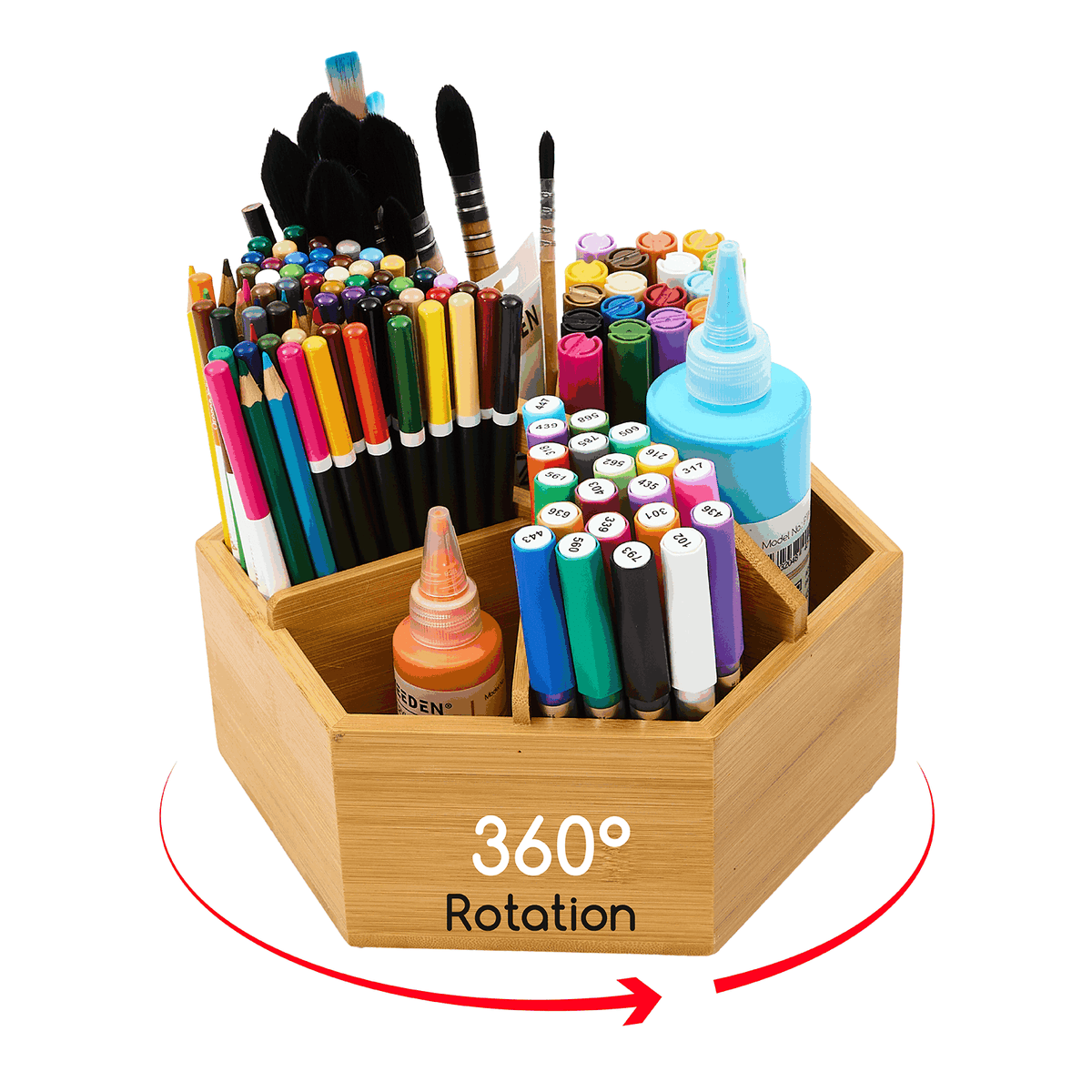 MEEDEN Bamboo Rotating Art Supply Organizer
