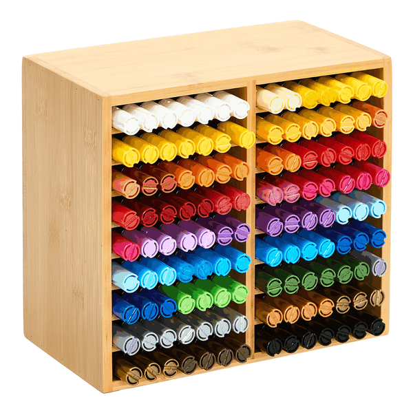 MEEDEN Bamboo 18-Compartment Marker Holder Organizer for Alcohol Markers