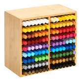 MEEDEN Bamboo 18-Compartment Marker Holder Organizer for Alcohol Markers