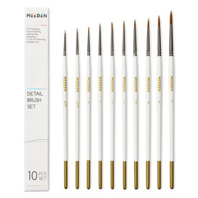 MEEDEN 10-Piece Fine Detail Paint Brush Set