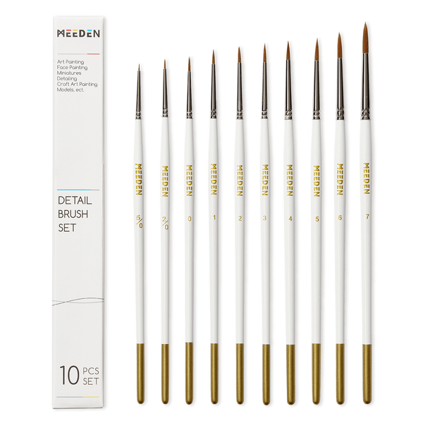 MEEDEN 10-Piece Fine Detail Paint Brush Set