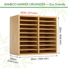 MEEDEN Rotating Bamboo 18 Compartments Marker Holder Organizer