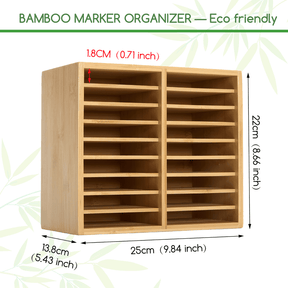MEEDEN Bamboo 18-Compartment Marker Holder Organizer for Alcohol Markers