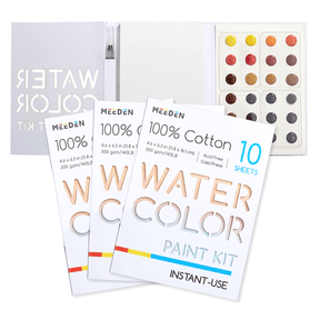 MEEDEN 24-Color Portable Watercolor Paint Kit with Paper & Water Brush