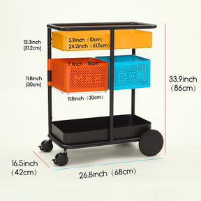 MEEDEN 3 Tier Metal Rolling Utility Cart
