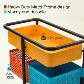 MEEDEN 3 Tier Metal Rolling Utility Cart