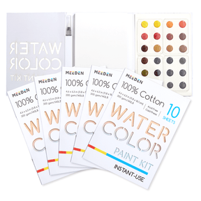 MEEDEN 24-Color Portable Watercolor Paint Kit with Paper & Water Brush
