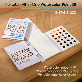 MEEDEN 24-Color Portable Watercolor Paint Kit with Paper & Water Brush