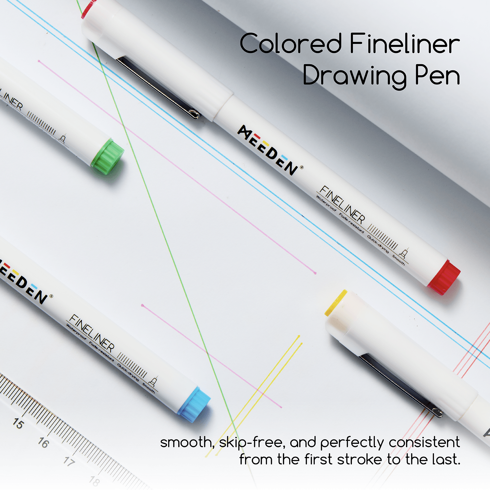 MEEDEN Micro Fineliner Drawing Pens: 12-Color Fine Liner Pen Set
