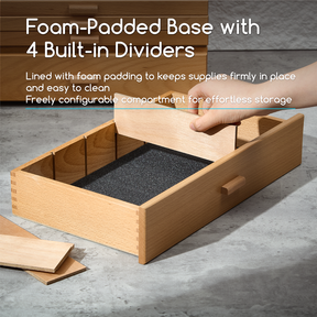 MEEDEN Single Drawer Wooden Art Supply Storage Box with Dividers