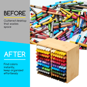 MEEDEN Bamboo 18-Compartment Marker Holder Organizer for Alcohol Markers