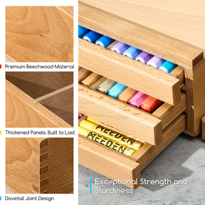 MEEDEN 3-Tier Wooden Art Supply Storage Box with Removable Dividers