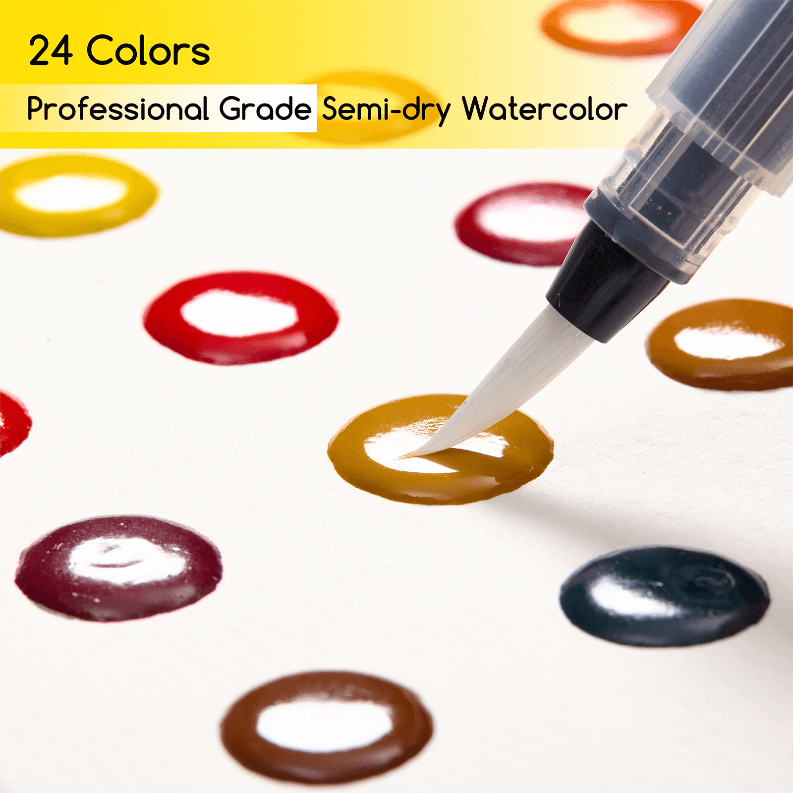 MEEDEN 24-Color Portable Watercolor Paint Kit with Paper & Water Brush