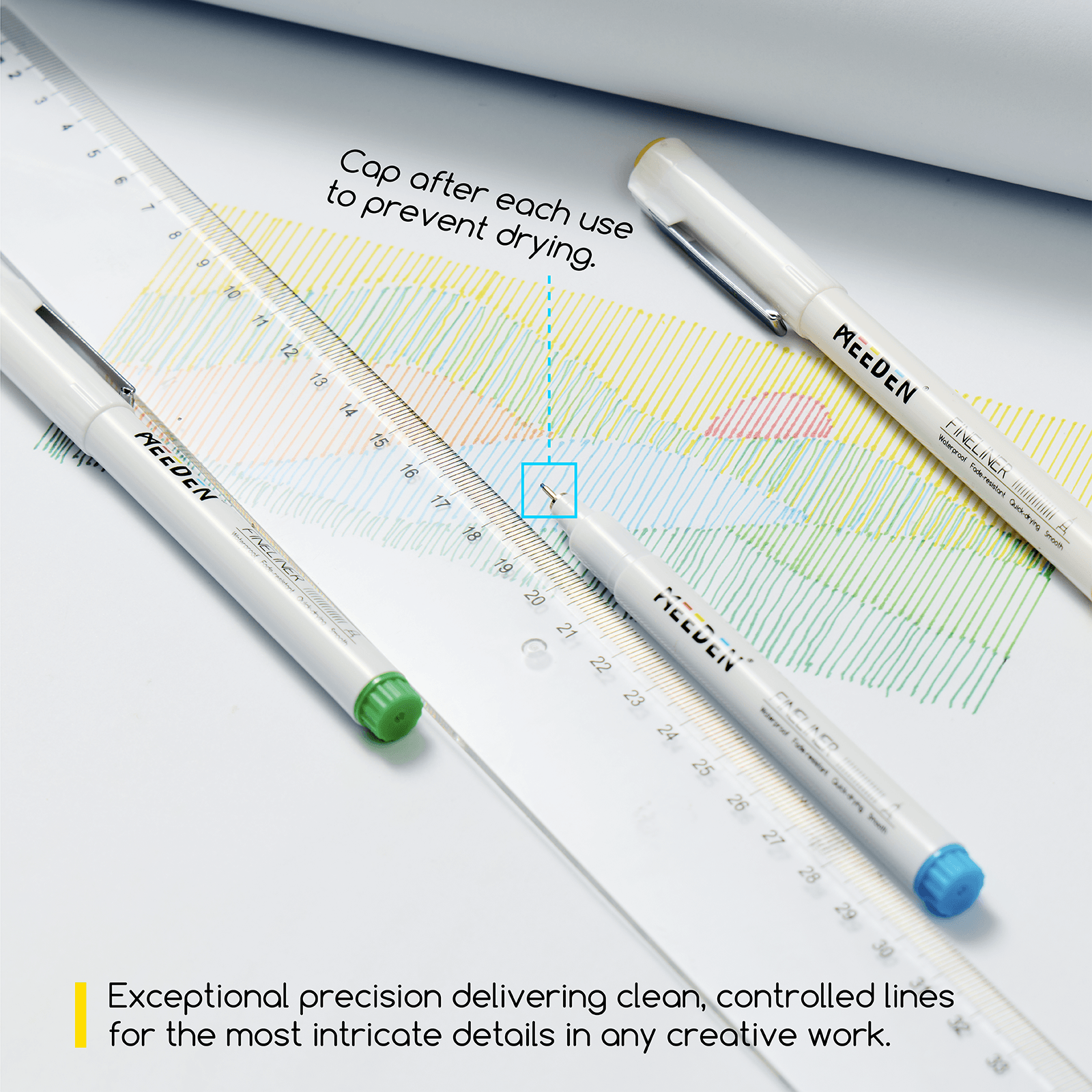MEEDEN Micro Fineliner Drawing Pens: 12-Color Fine Liner Pen Set