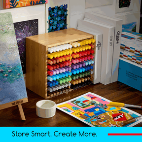 MEEDEN Rotating Bamboo 18 Compartments Marker Holder Organizer