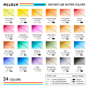 MEEDEN 24-Color Portable Watercolor Paint Kit with Paper & Water Brush