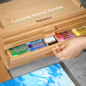 MEEDEN 3-Tier Wooden Art Supply Storage Box with Removable Dividers
