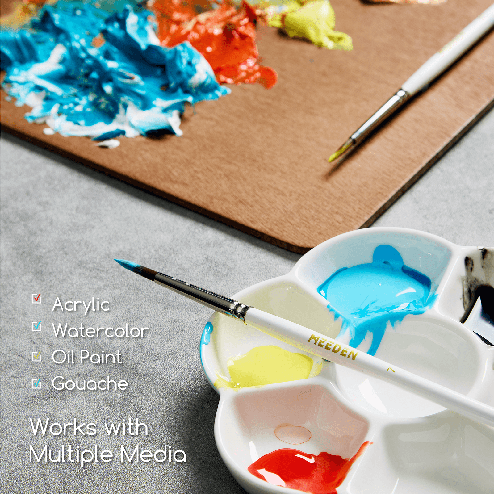 MEEDEN 10-Piece Fine Detail Paint Brush Set