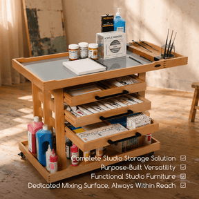 MEEDEN Extra Large Wooden Art Supply Storage Cart