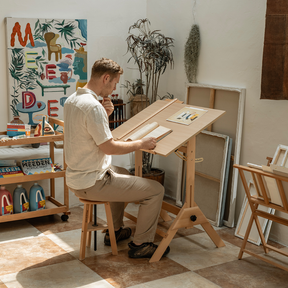 MEEDEN Adjustable Wooden Drafting Table & Stool Set , Natural-XSZ-2