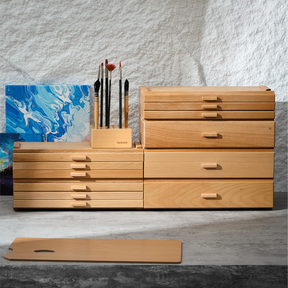 MEEDEN Single Drawer Wooden Art Supply Storage Box with Dividers