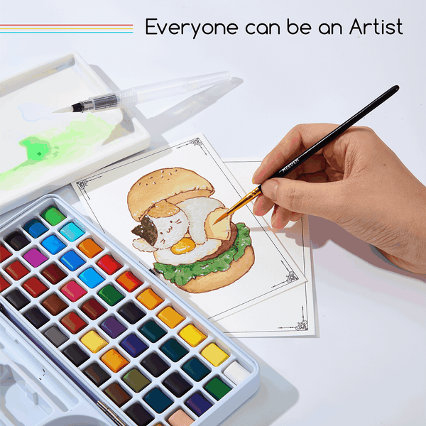 MEEDEN 50-Color Portable Watercolor Paint Set