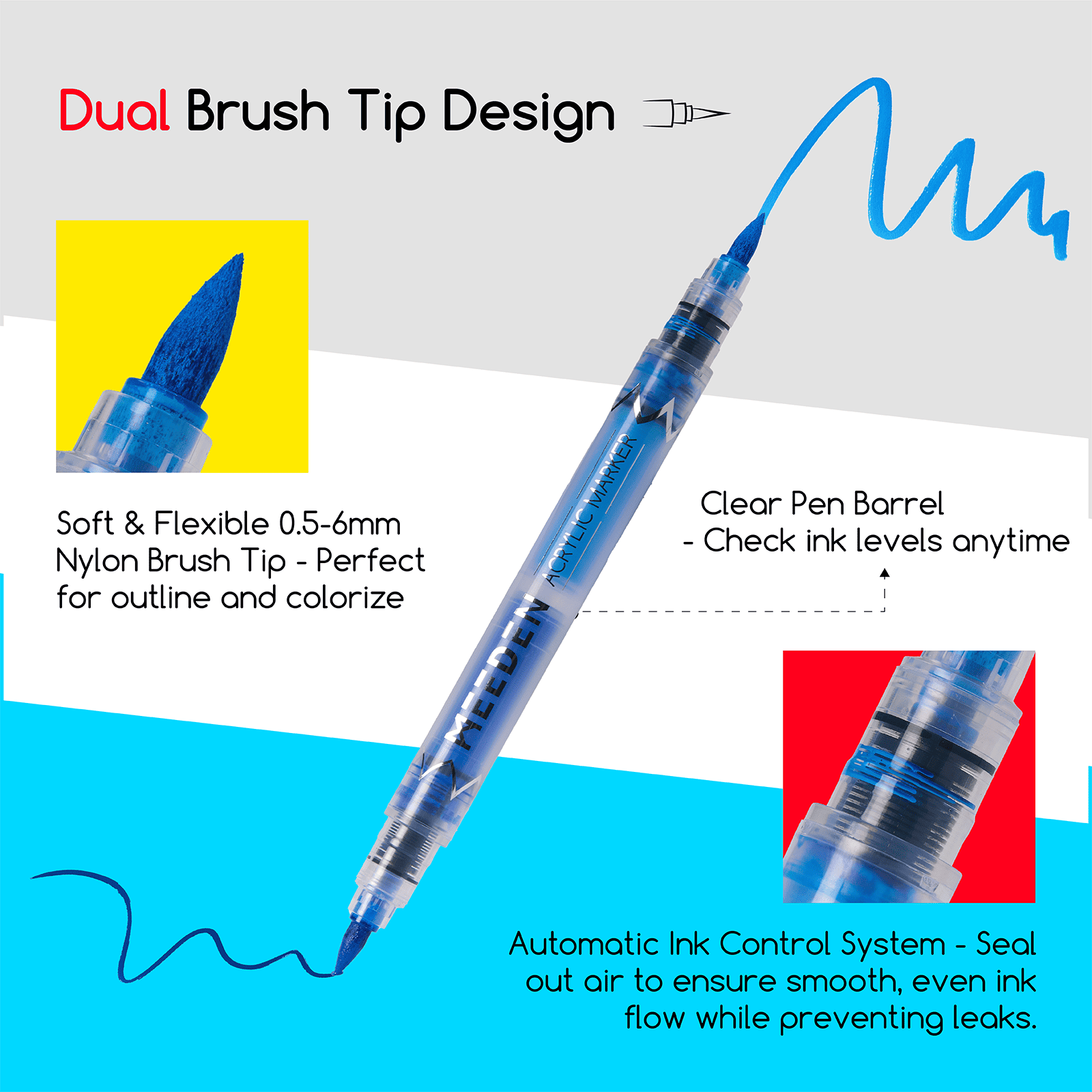 MEEDEN Dual Tip Acrylic Paint Marker Set (48, 96 & 120 Colors)