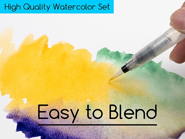 MEEDEN Travel Watercolor Paint Set, 42 Assorted Colors with 4 Brushes