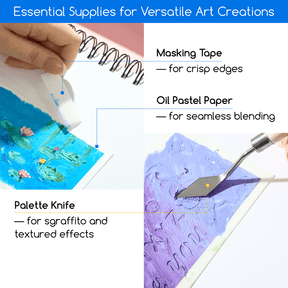 MEEDEN Soft Oil Pastel Set: 77-Piece Kit with 64 Colors, Paper & Art Tools